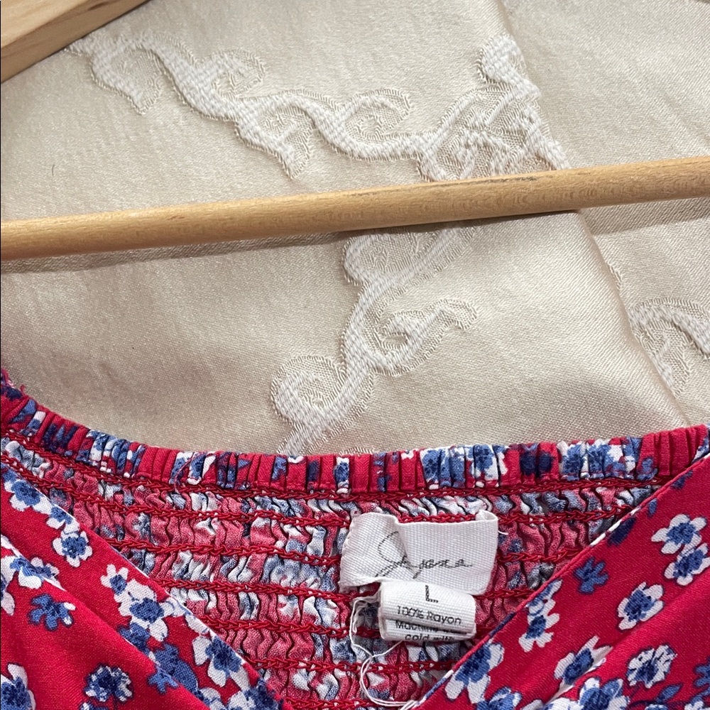 J. Crew Floral Print Women's Blouse - Red and Blue